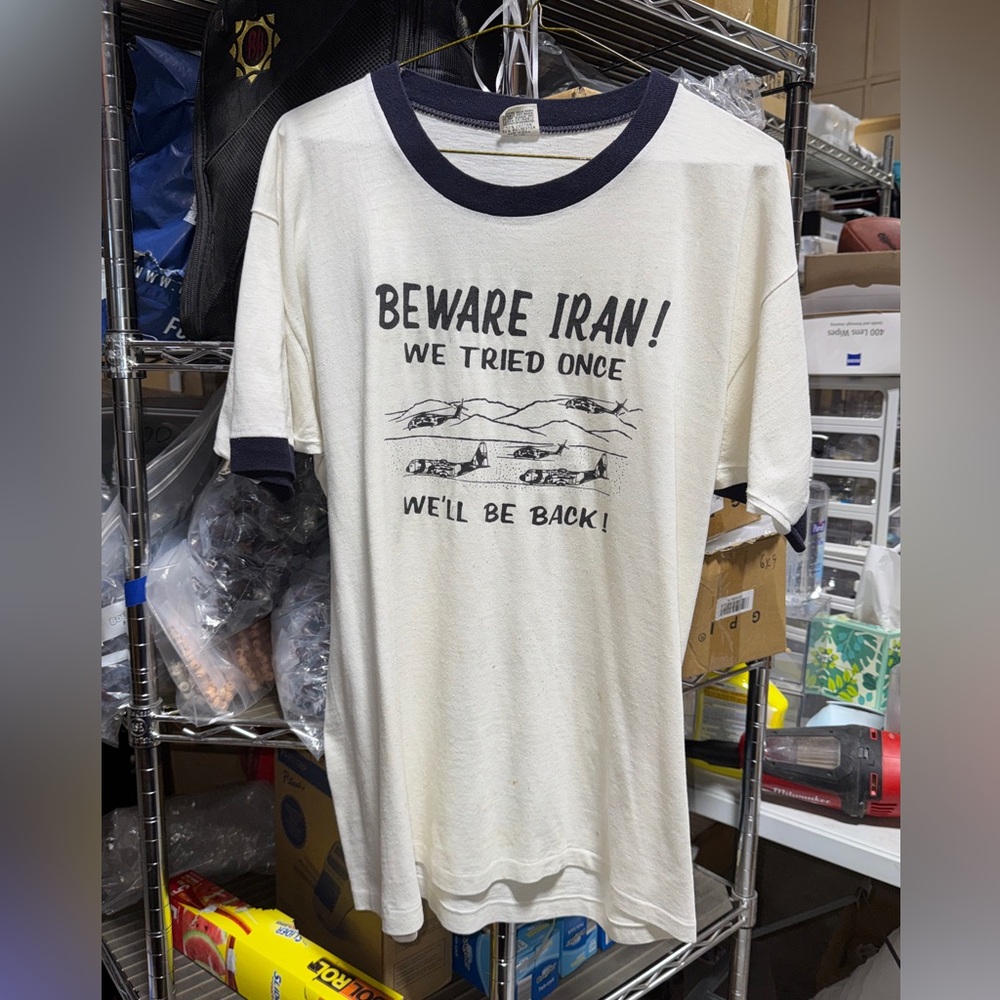Vintage Downer Wear Downerwear Iran T-Shirt XL / L 70s 80s RARE Made in USA